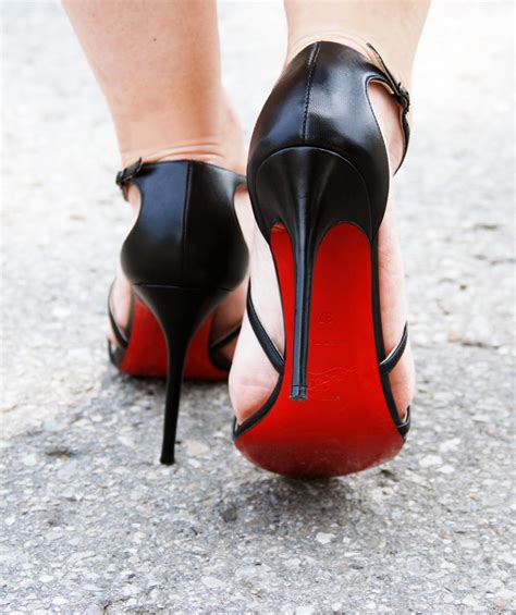 designer shoes with red bottom.